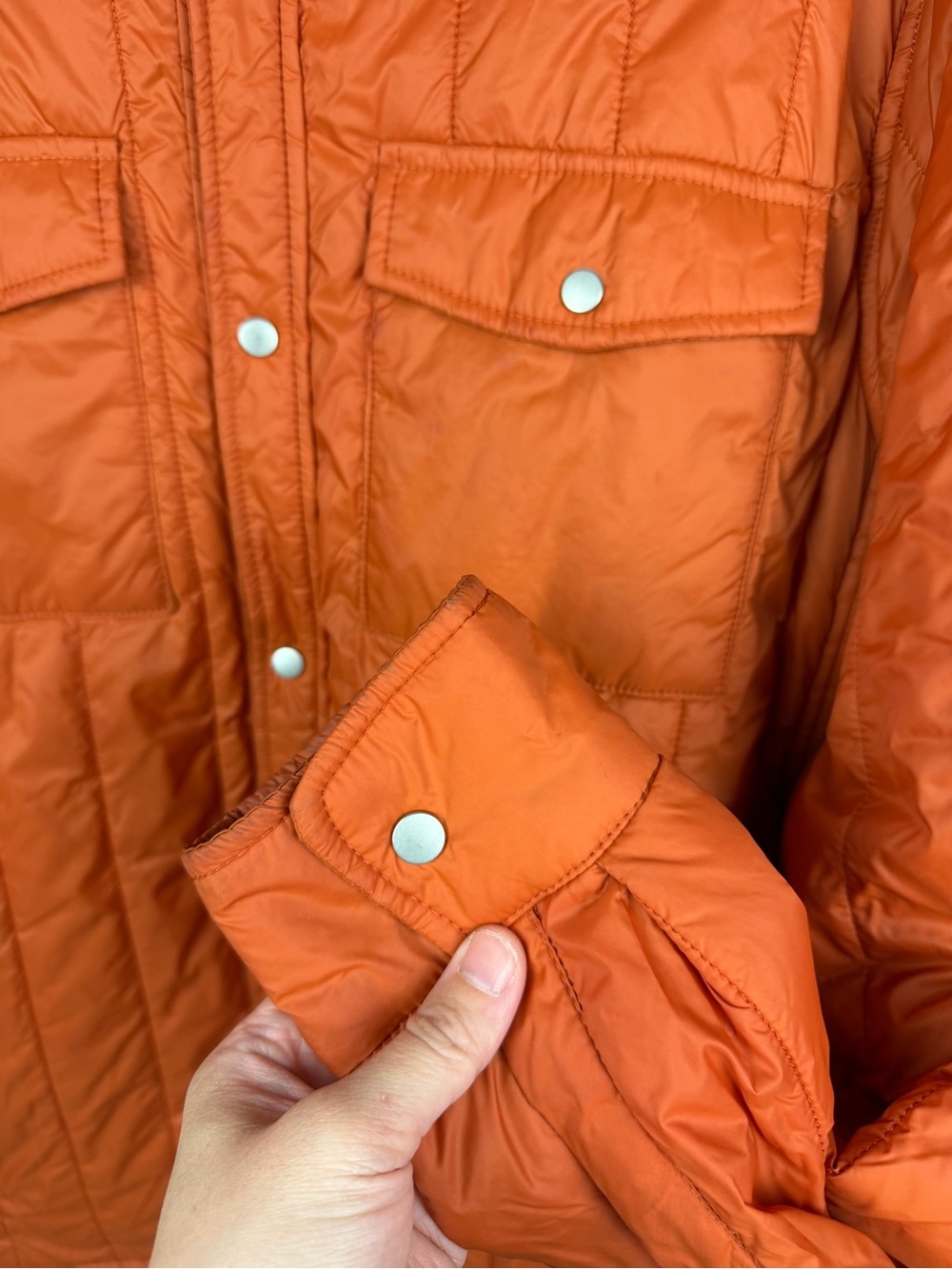 ZARA • Burnt Orange Lightweight Quilted Button Shirt Jacket, L - Picture 5 of 11